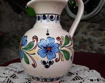 Vintage hand painted Terra-cotta jug