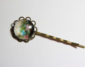cabochon, Glas and bronze glass Bobby pin