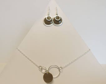 Earrings and bracelet grey
