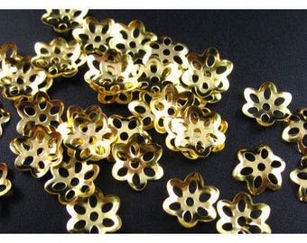35 cups caps 8mm gold plated bead caps