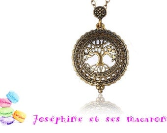 1 gold plated pendant and glass magnifying glass tree of life