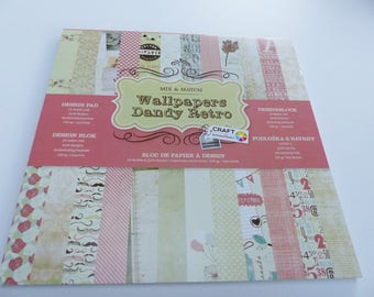 paper 30 X 30 cm 24 cardstock sheets printed double-sided dandy retro