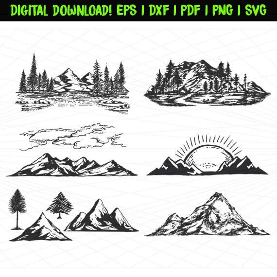 Hand Drawn Mountain Clipart Hand Drawn Mountain Svg Hand