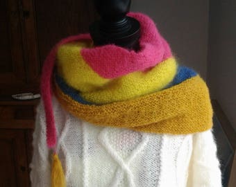 Multicolored mohair/acrylic woman shawl