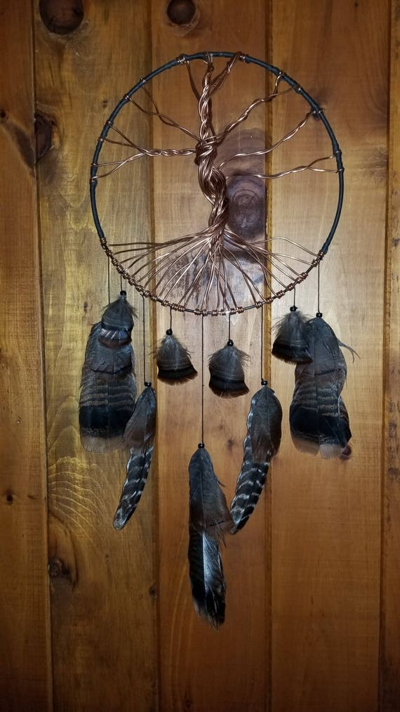 Copper tree of life dream catcher