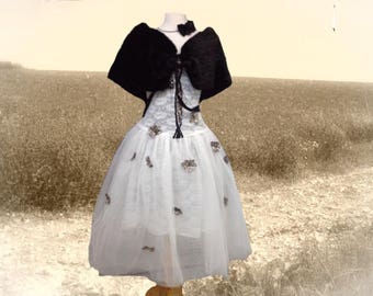 In shades of white and black party dress