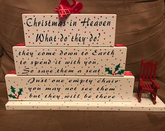 Christmas, Chair, Heaven, Christmas in Heaven, Can be personalized, Loved One, Memory Piece, Table Top Piece, Center Piece