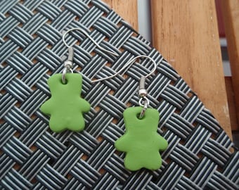 EARRINGS COLLECTION BEARS GREEN TEDDY BEAR