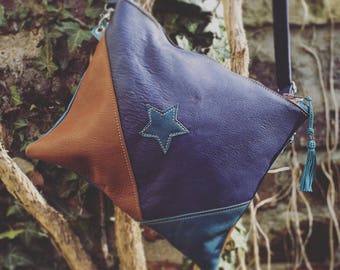 Star patchwork leather shoulder bag