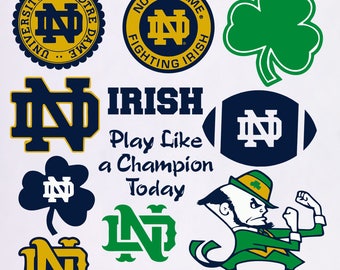 Notre Dame Fighting Irish svg, Notre Dame svg, Irish clipart, shamrock svg, digital – svg, eps, png, dxf, pdf. Cut Print Mug Shirt Decal