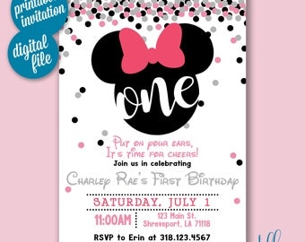 Minnie One Year Old Birthday Invitation