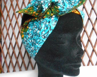 African print turban reversible for woman or child headband