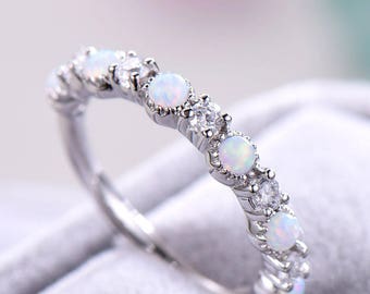 opal engagement ring 925 sterling silver white gold cz diamond women wedding stacking band minimalist bridal - Engagement Rings And Wedding Rings opal engagement ring 925 sterling silver white gold cz diamond women wedding stacking band minimalist bridal - Engagement Rings And Wedding Rings
