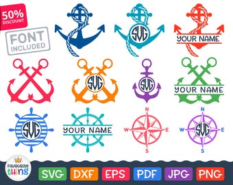 Download Anchor monogram split Svg Anchor Vector nautical themed SVG