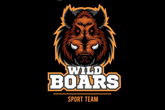 WILD BOARS MASCOT Sports Team Clipart Vector Clip Art