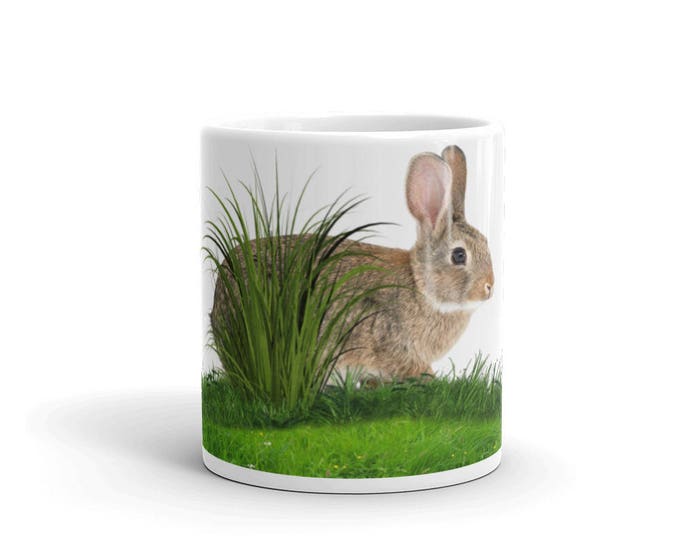 Bunny in the Meadow Mug for Coffee Lovers, Coffee Cup, Gifts Teachers, Mom, Friend, Grandma, Ceramic, Printed Cute Design, Girls, Women