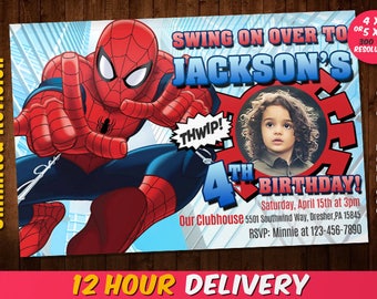 Spiderman Invitation - Amazing Spider-man Birthday Invite - Marvel Invitations with photo