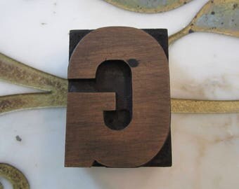 Letter G Antique Letterpress Wood Type Printers Block