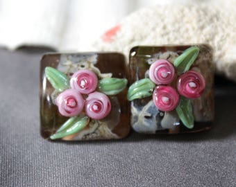 Elizabeth Creations ROSE DREAMS artisan lampwork matching beads sra