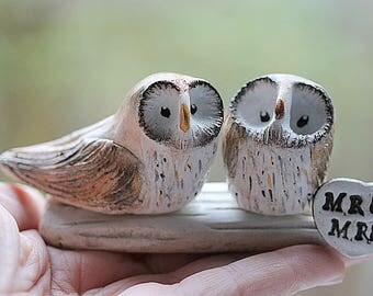 Handsculpted Barn Owls Cake Topper Handsculpted Barn Owls Cake Topper