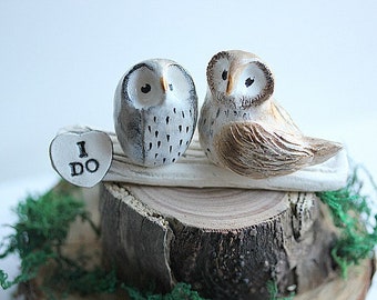 I DO Owls Owl Cake Topper Wedding Clay Rustic I DO Owls Owl Cake Topper Wedding Clay Rustic