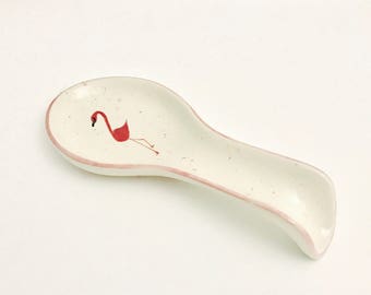 Spoon Rest. Flamingo Spoon rest. Handmade by Sara Hunter