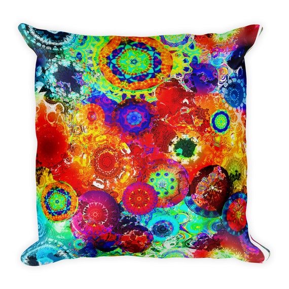 Kaleidoscope Throw Decorative Designer Artist Created Pillow 18 inch Square with Zipper and Insert