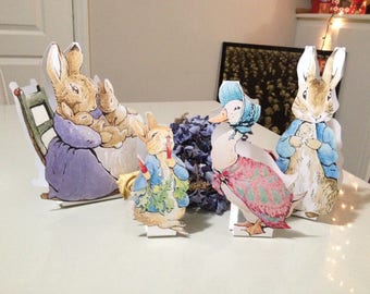 INSTANT DOWNLOAD - LARGE - Peter Rabbit Cut-Out Stands - 10 Characters - Baby Shower Table Decorations -Beatrix Potter Peter Rabbit Stands