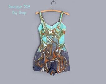 1950's KAMEHAMEHA Vintage Hawaiian Playsuit Swimsuit - S/M