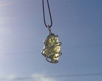 MOLDAVITE NECKLACE Hand Wrapped In 925 Sterling Silver! Genuine Czech Moldavite - Synergy 12 Crystal - Moldavite Pendant Tektite Necklace!