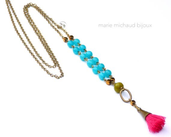 Colorful necklace,Candy color necklace,Tassel necklace,Tassel summer necklace,Colorful jewelry,Boho necklace,Boho jewelry,Boho necklace