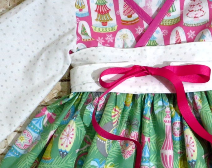 Christmas Dress - Girls Holiday Dress - Party Dress - Toddler Christmas - Girls Twirl Dress - Preteen Dress - pink green - 12 mos to 14 yrs