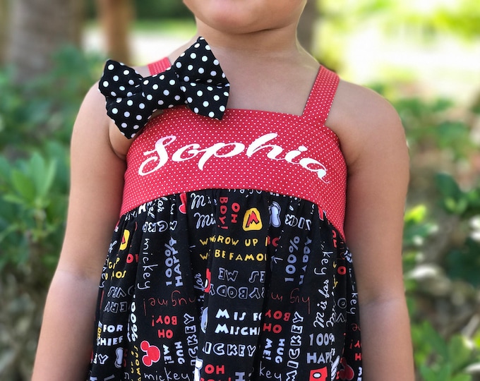 Birthday Outfit - Disney Vacation - Baby Girl Dress - 1st Birthday - Toddler Dress - Mickey Mouse Clothes - Personalized - 6 mos to 8 yrs