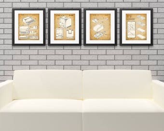 Original Steve Jobs Computer Patent Art Prints - Set of Four Photos (8x10) Unframed - Great Gift for Computer Geeks / Gurus and Tech Support