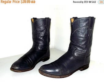 Grey Roper style cowboy Boots -- Justin brand size 9 D or cowgirl size 10.5 to 11