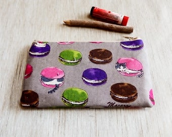 Cat Macarons Pouch, Cat Zipper Case, Macaron Fabric Zipper Pouch, Fabric Zipper Pouch, Change Pouch, Gift for Her, Gift, Grad Gift