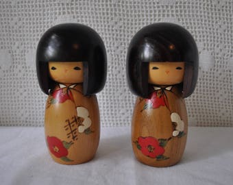 Pair of Vintage Kokeshi Dolls