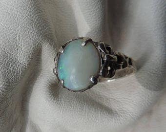opal ring sterling silver opal bow ring