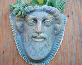 ceramic face planter garden art mask wall planter head planter