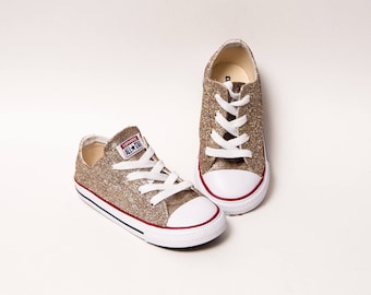 Toddler - Glitter - Champagne Gold Converse Canvas Low Tops Sneakers Tennis Shoes
