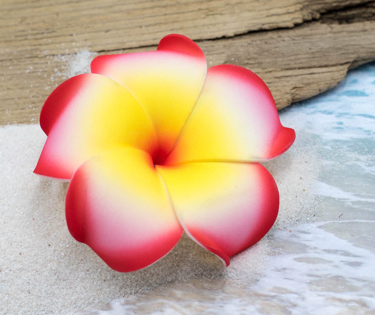 Red Flower Hair Clip Bridal Hair Clip Plumeria Hawaiian
