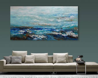Palette Knife Painting, Modern Painting, Art, LARGE Painting, Wall decor, Wall Art, Canvas Art, Acrylic painting, Art by Catalin Seascape