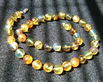 SALE Dominican Blue Amber and Sterling Silver Choker Necklace