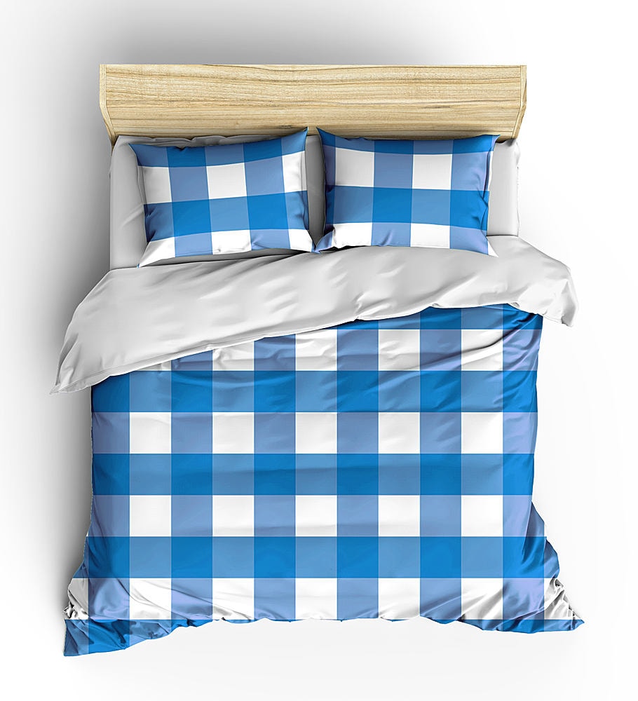 Men's Bedding Set Masculine Bed Cover Plaid Duvet Grad