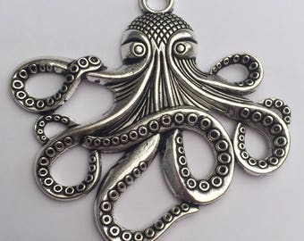1 x Tibetan silver large octopus pendant charm