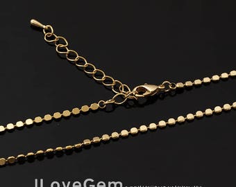 NP-1916 Necklace Chain, Gold Plated, 2mm ndc, 16 inch and extender 2 inch, 1pc