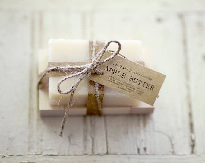 APPLE BUTTER Soap |Apple, Clove, Cinnamon Soap Bar, Moisturizing Soap, Bar Soap, Rustic Gift, Wedding Favor, Gift Set, Wooden Holder