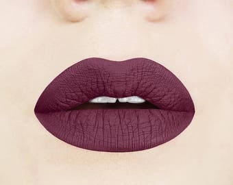 Black Cherry Liquid Lipstick. Plum. Dark. Maroon. Glossy to Matte. Makeup. Cosmetics. Vegan. Cruelty-free. Liquid to Matte. Vampy. Lips.