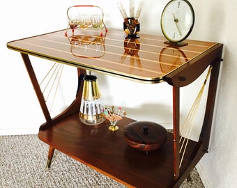 Dry Bar Mid Century Serving Cart Side Table End Table Record Player Stand Vintage