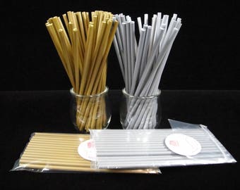 Reusable Cake Pop Sticks, Silver Lollipop Sticks, Gold Cake Pop Sticks, Plastic Cake Pop Sticks, Cake Pope Supplies, 6" - Qty 25
